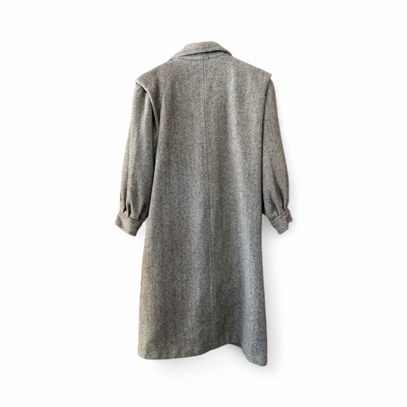 Noble Fashion Women's Beige Wool Coat Herringbone - Picture 3 of 6